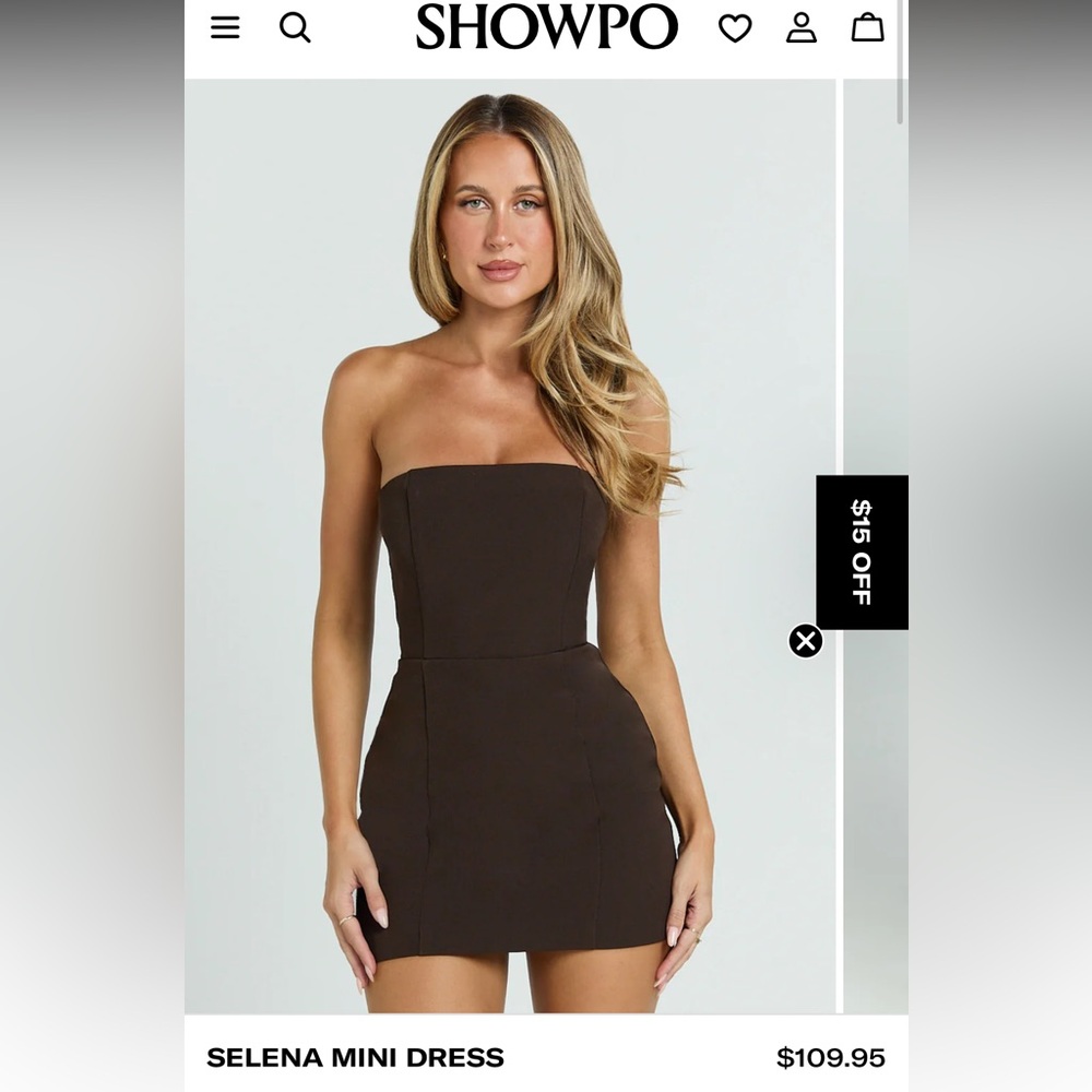 Showpo Strapless Dark Brown Dress
